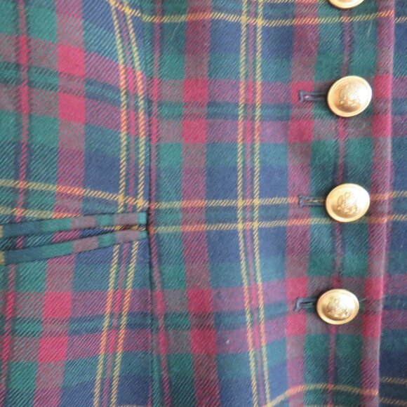 VINTAGE LAUREN RALPH LAUREN Plaid Velvet Collar 100% Wool Blazer Jacket Preppy - Picture 13 of 16